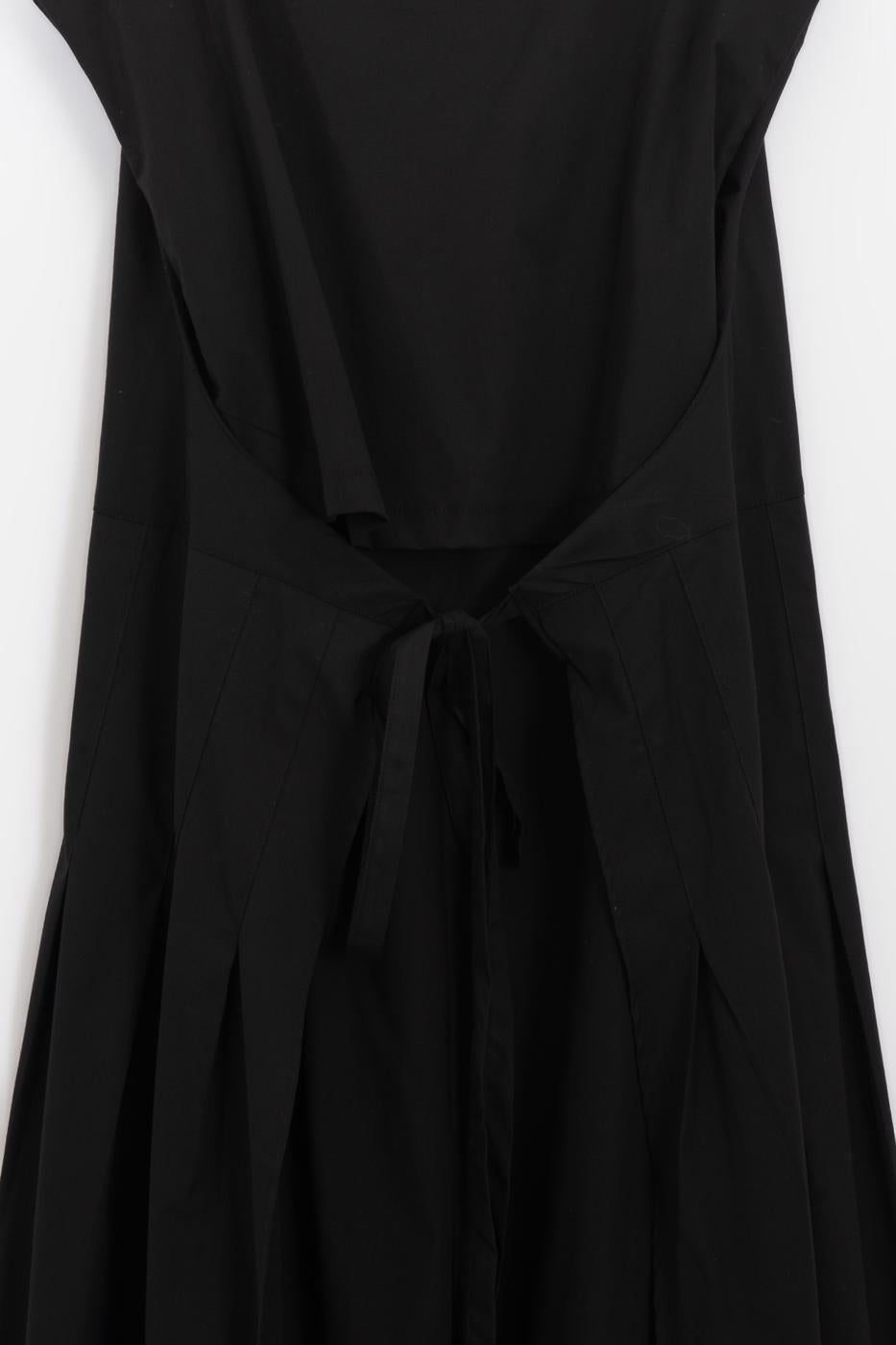 Ruffled Tie-Up Midi Dress Black