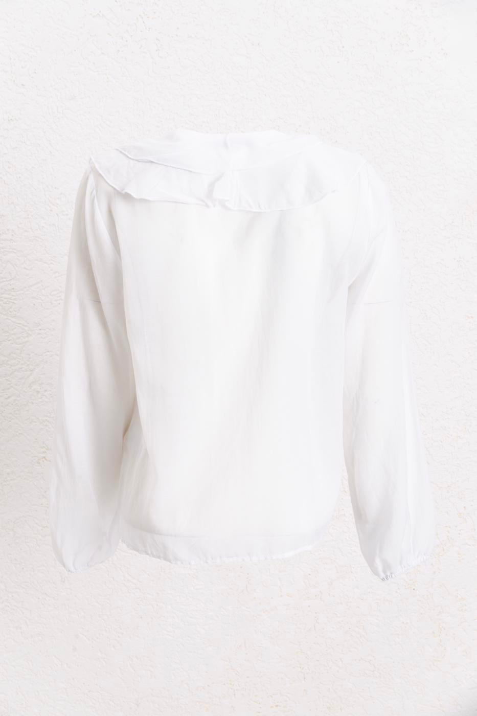 Volanlı Cotton Gömlek White