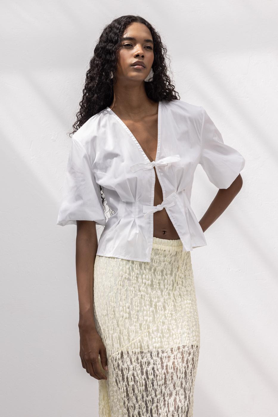 Flounced Lace Midi Skirt Yellow