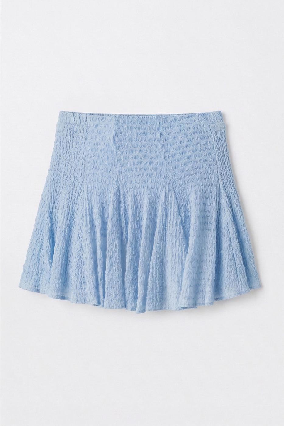Flounced Lace Mini Short Skirt Blue