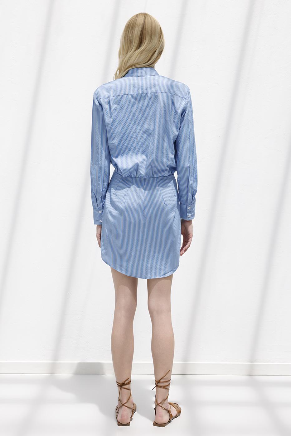 Shirt Dress with Flounce Skirt Detail Blue