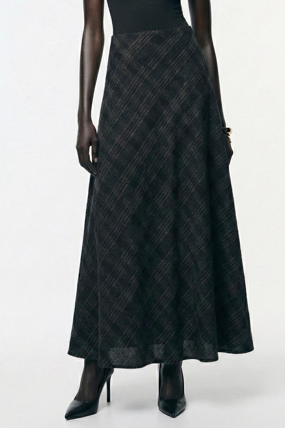 Ruffled Maxi Skirt Black