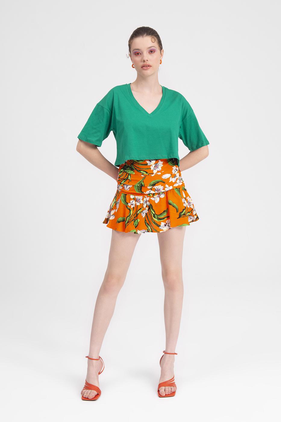 Flounced mini skort