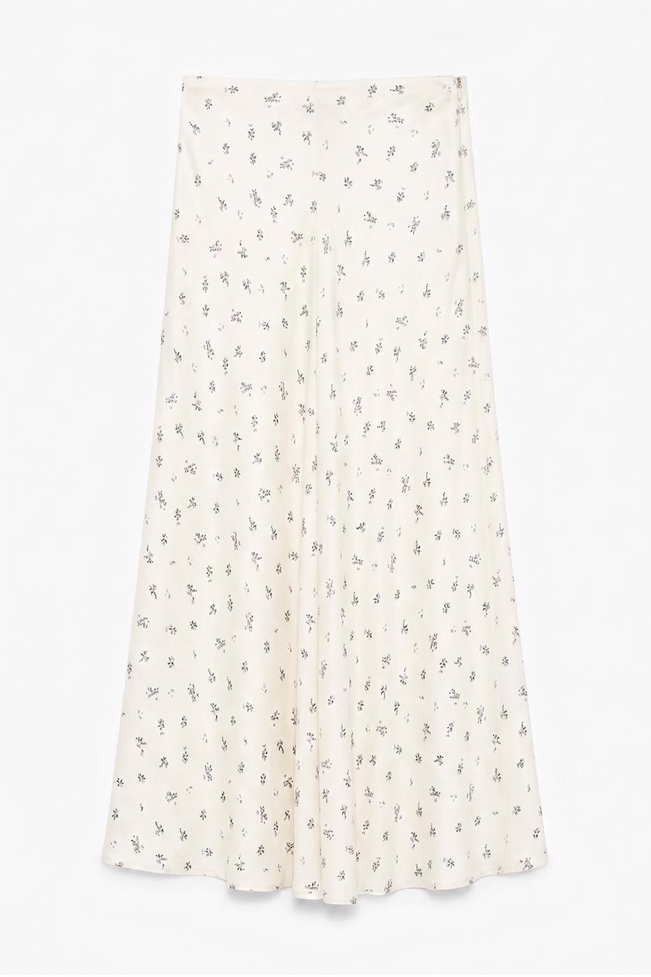 Ruffled Satin Maxi Skirt Ecru