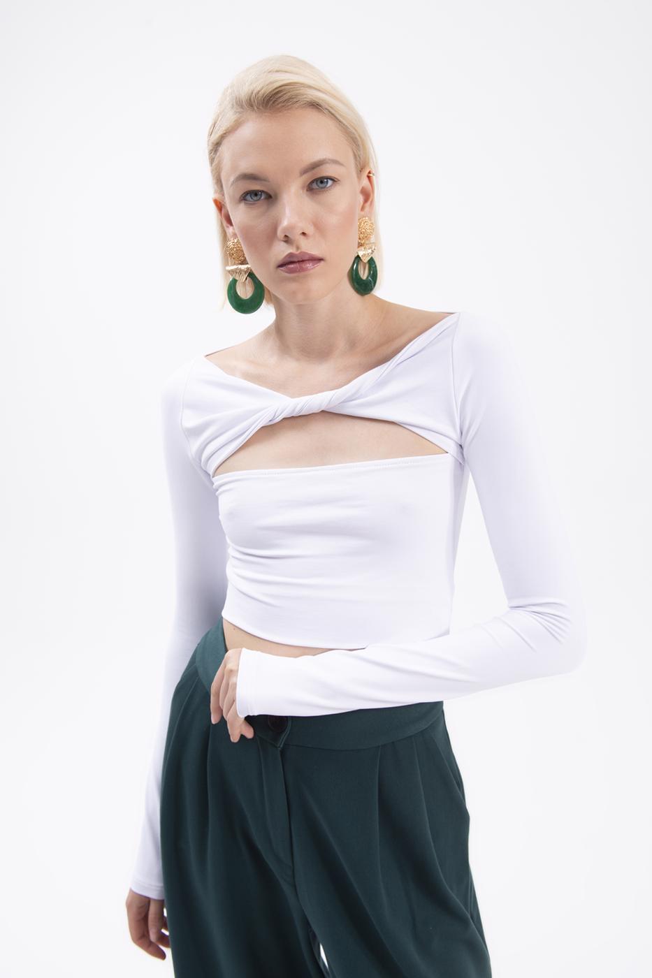Twist neck top White