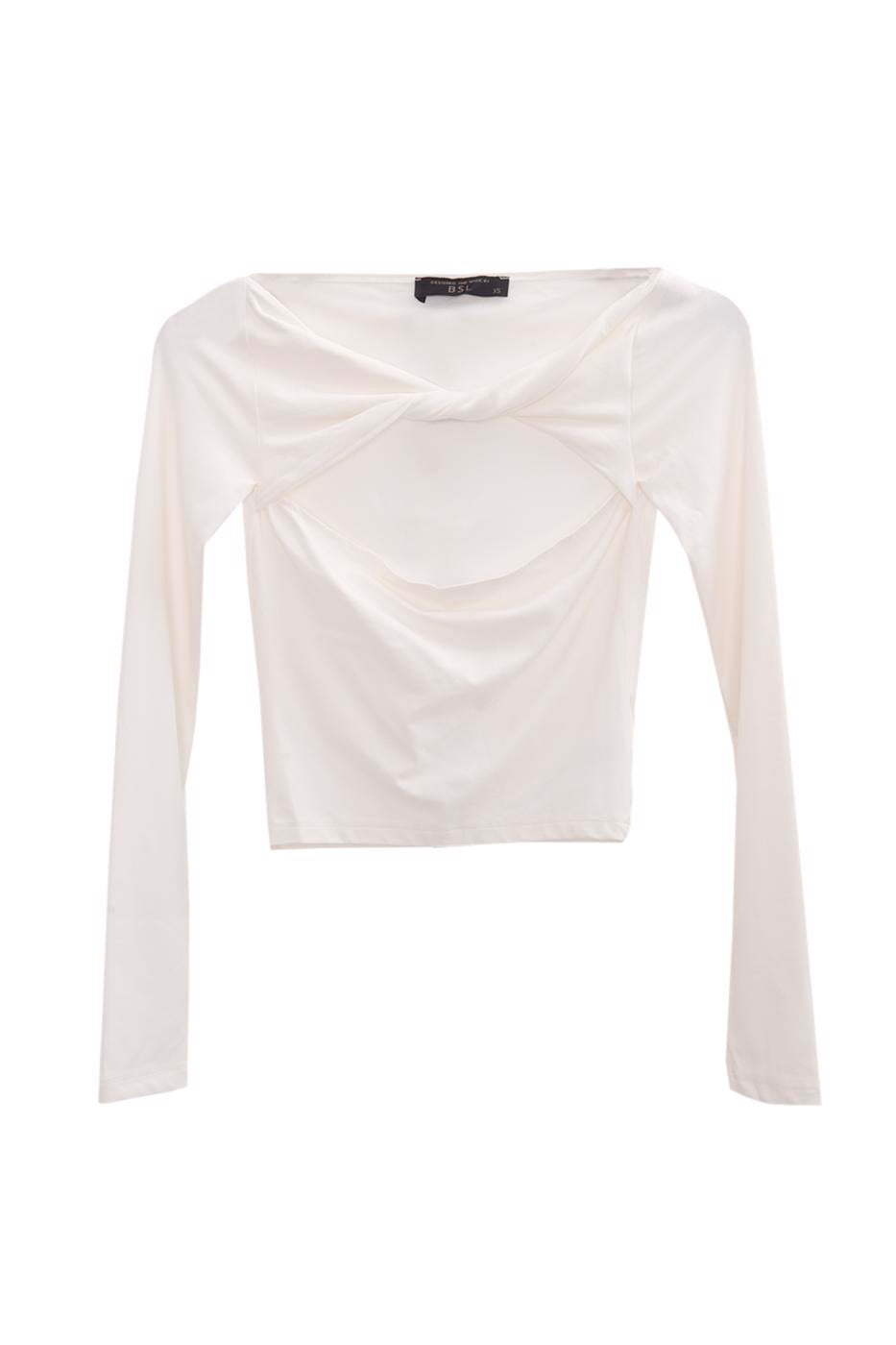 Twist neck top Ecru