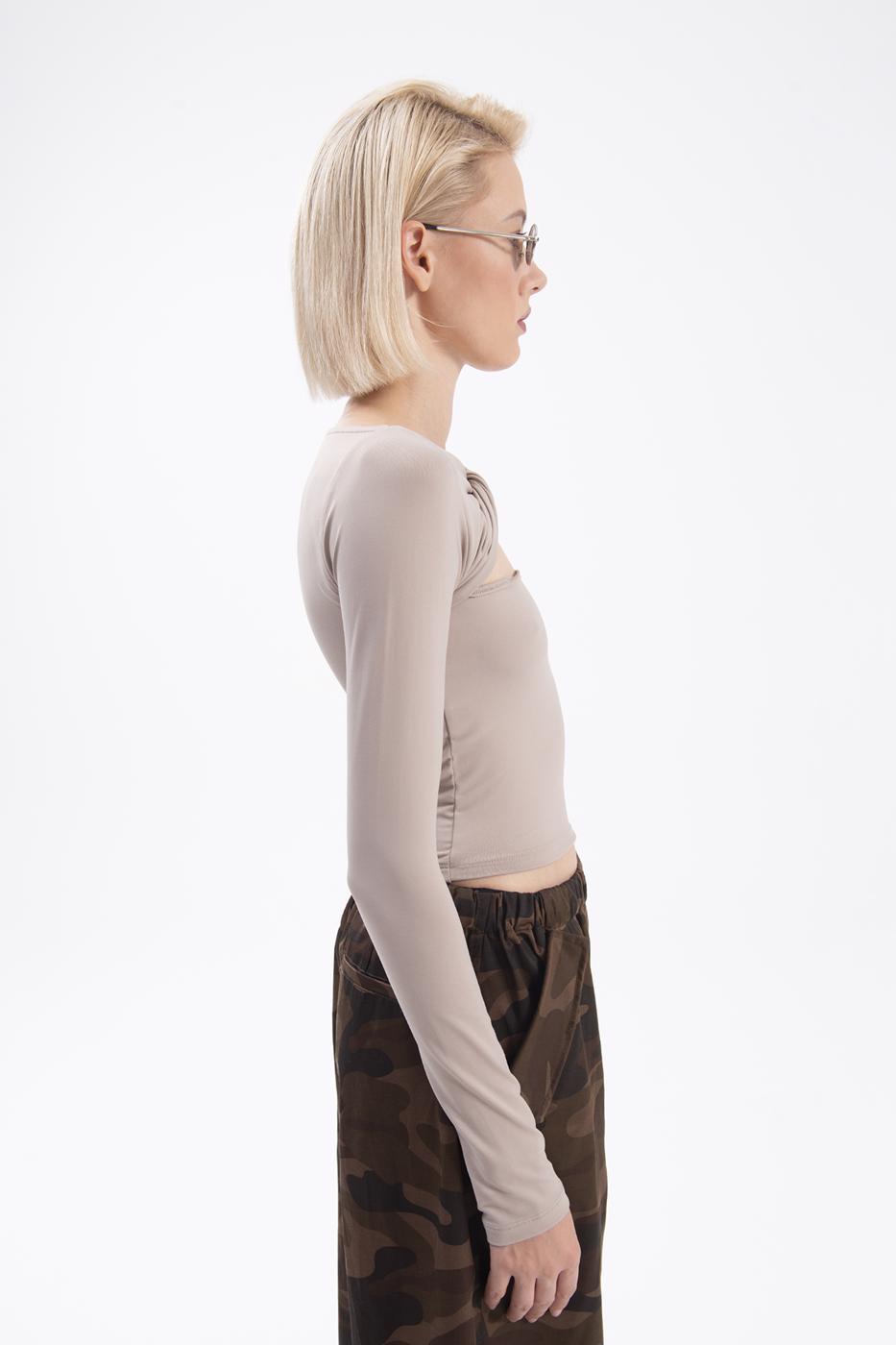Twist neck top Mink