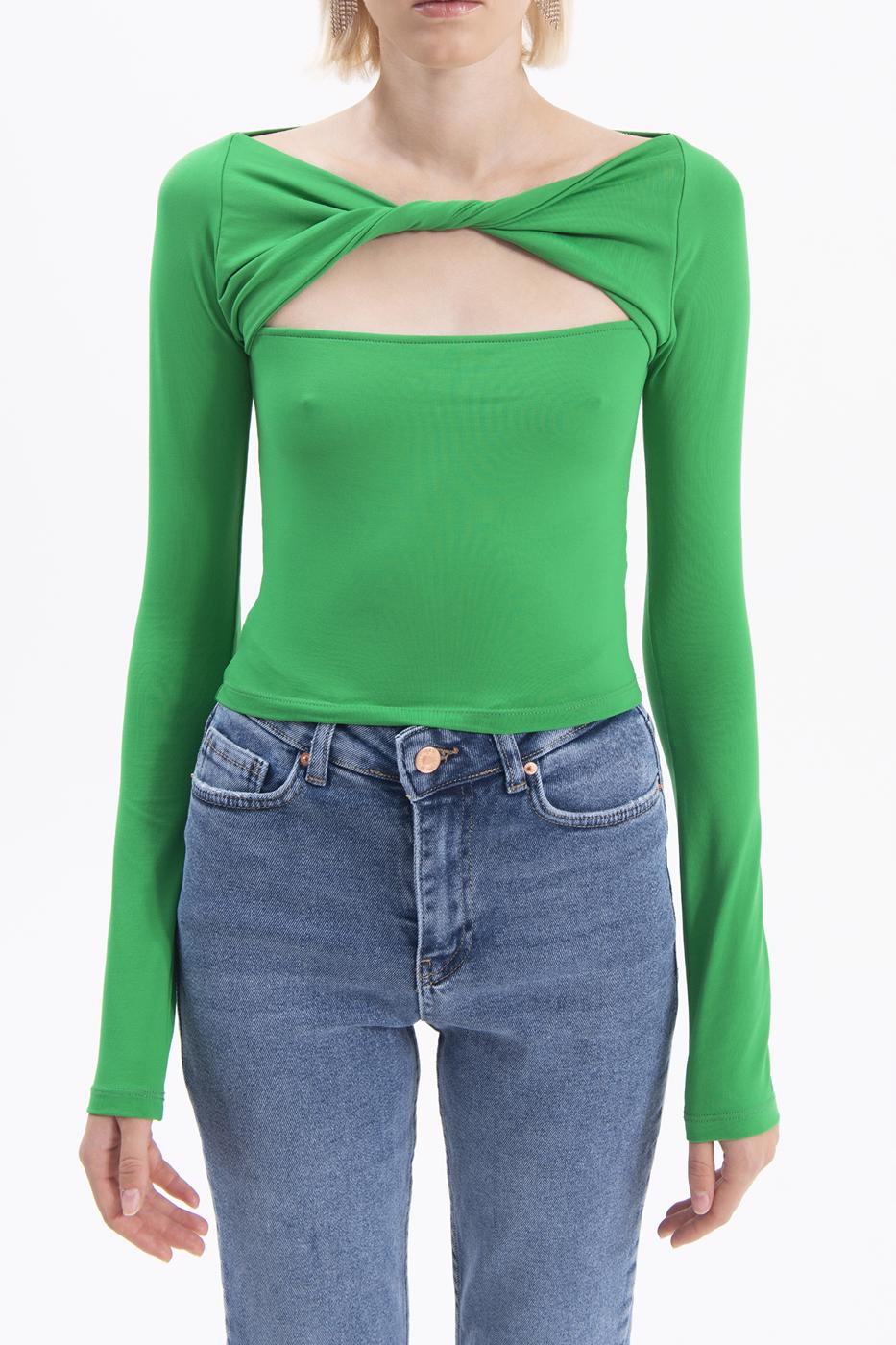 Twist neck top Green