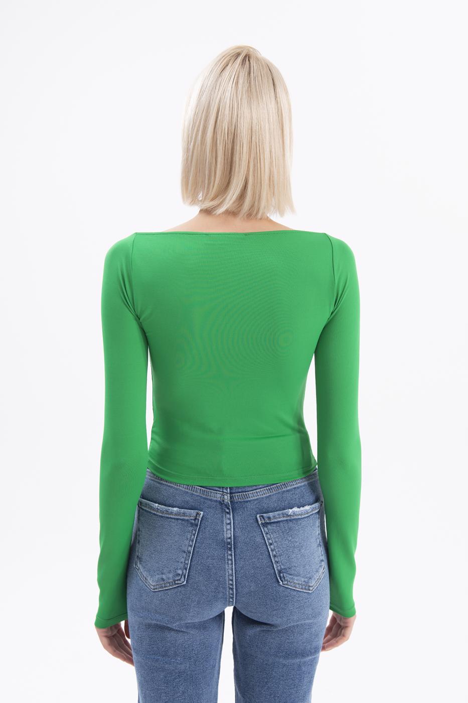 Twist neck top Green