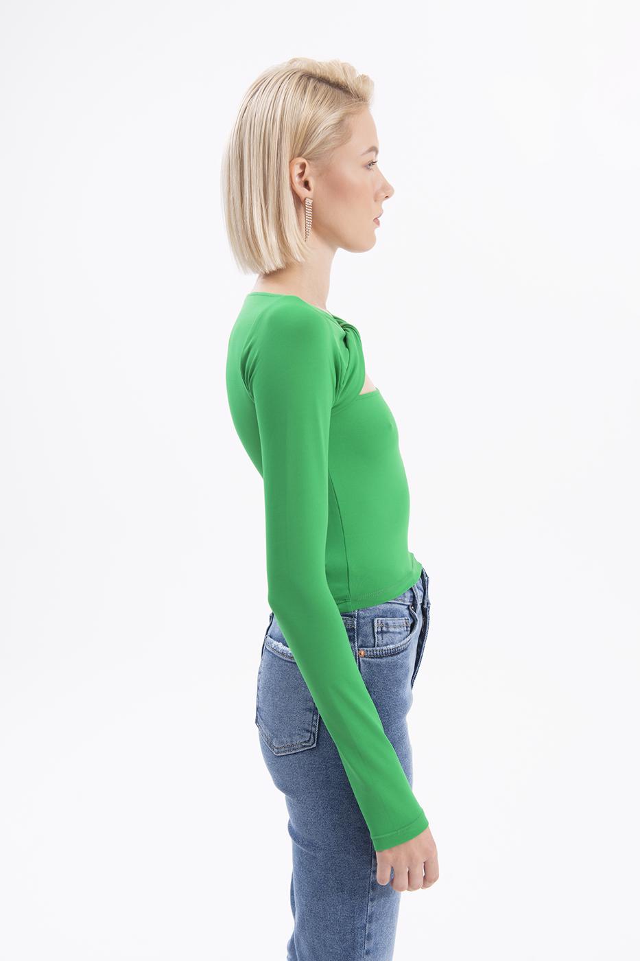 Twist neck top Green
