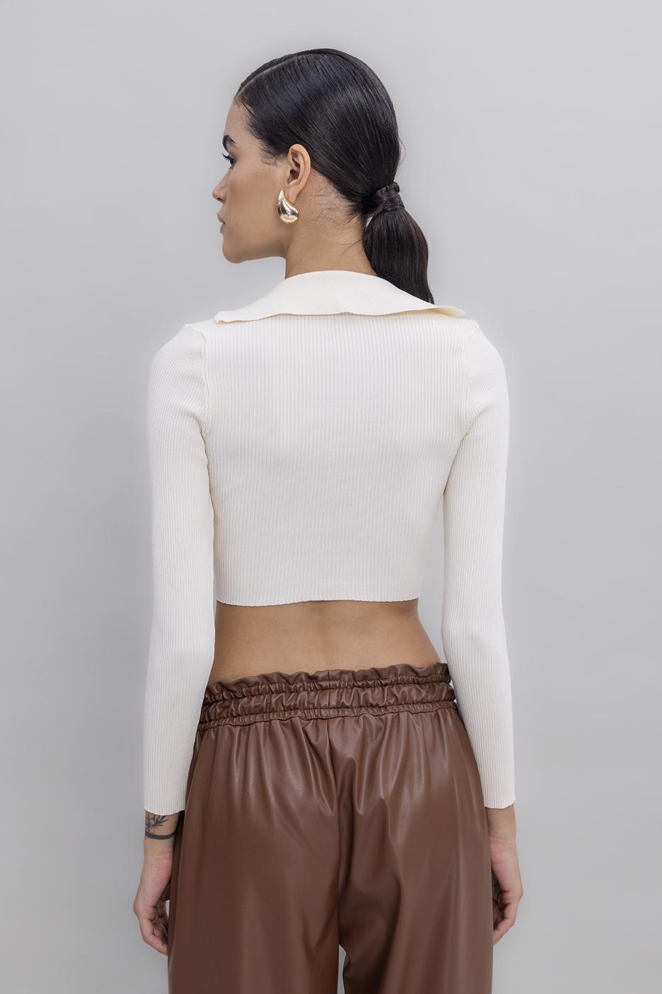 Collared Crop Top Cream