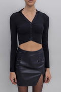 Collared Crop Top Black