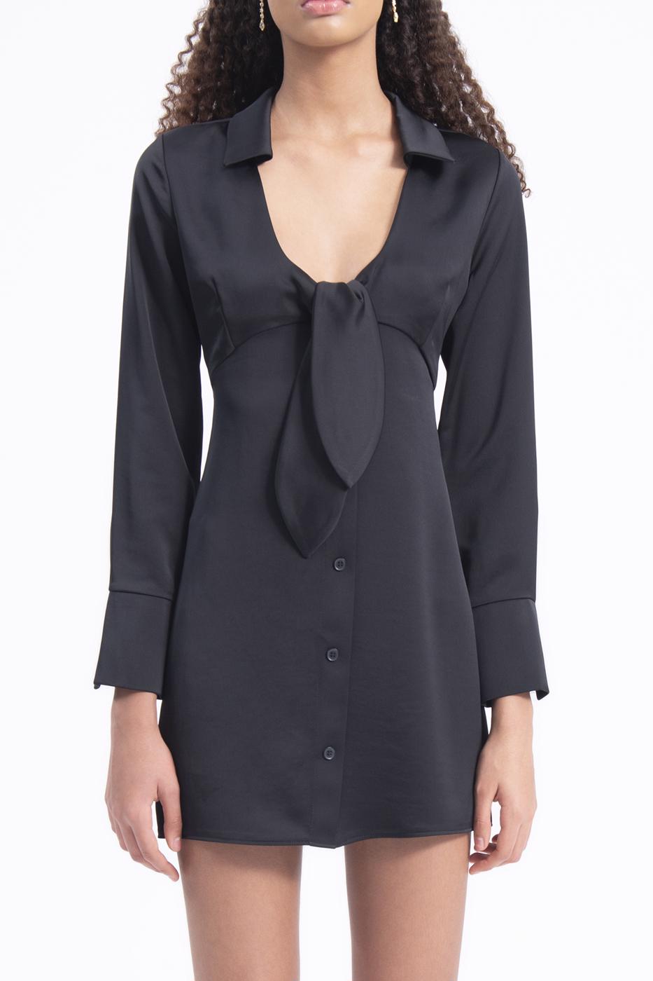Collar detailed mini dress Black