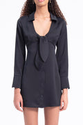 Collar detailed mini dress Black