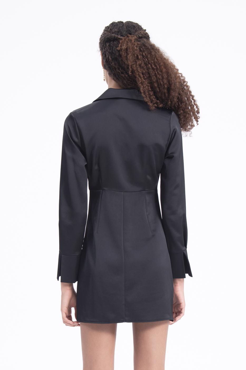 Collar detailed mini dress Black