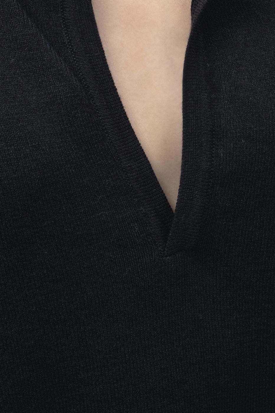 Shirt Collar Oversize Knit Pullover Black