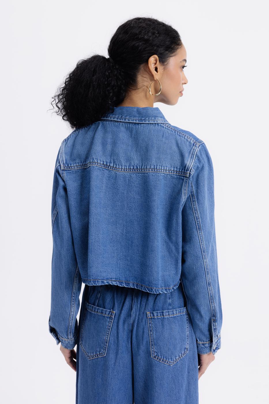 Denim Shirt with Patch Pocket Navy