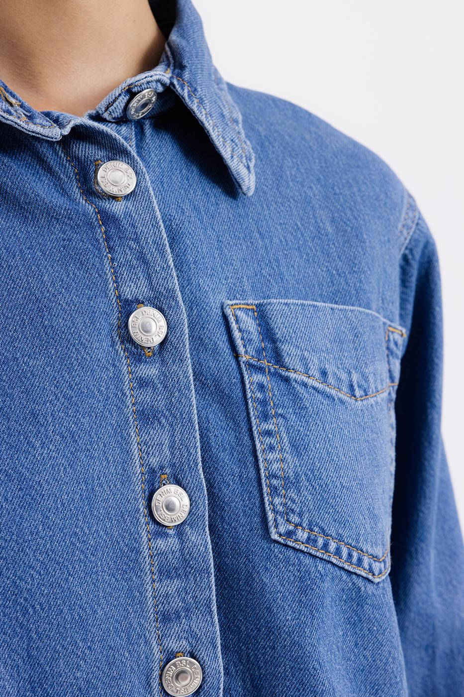 Denim Shirt with Patch Pocket Navy