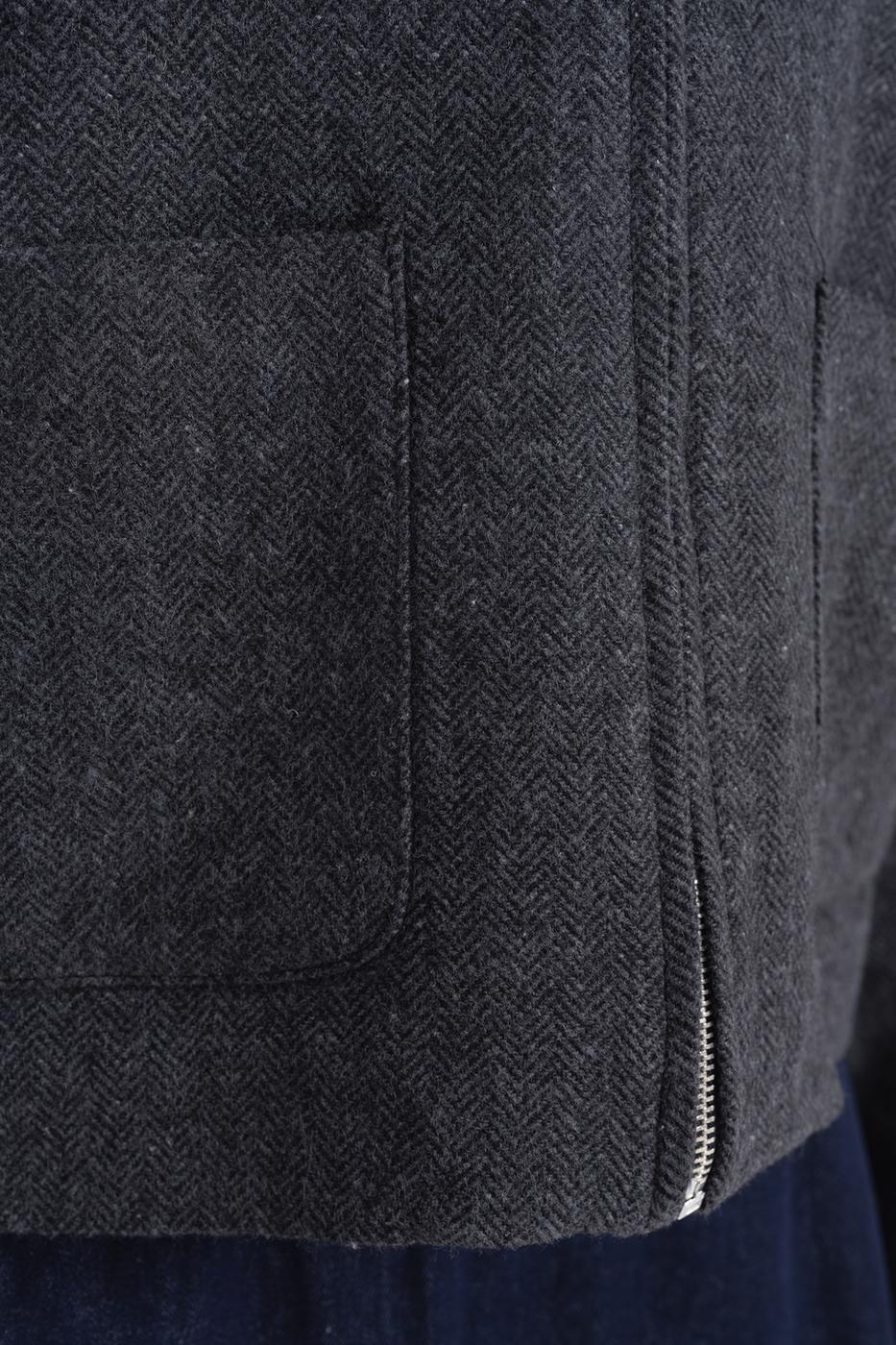 Woolen Coat with Patch Pockets Anthracite