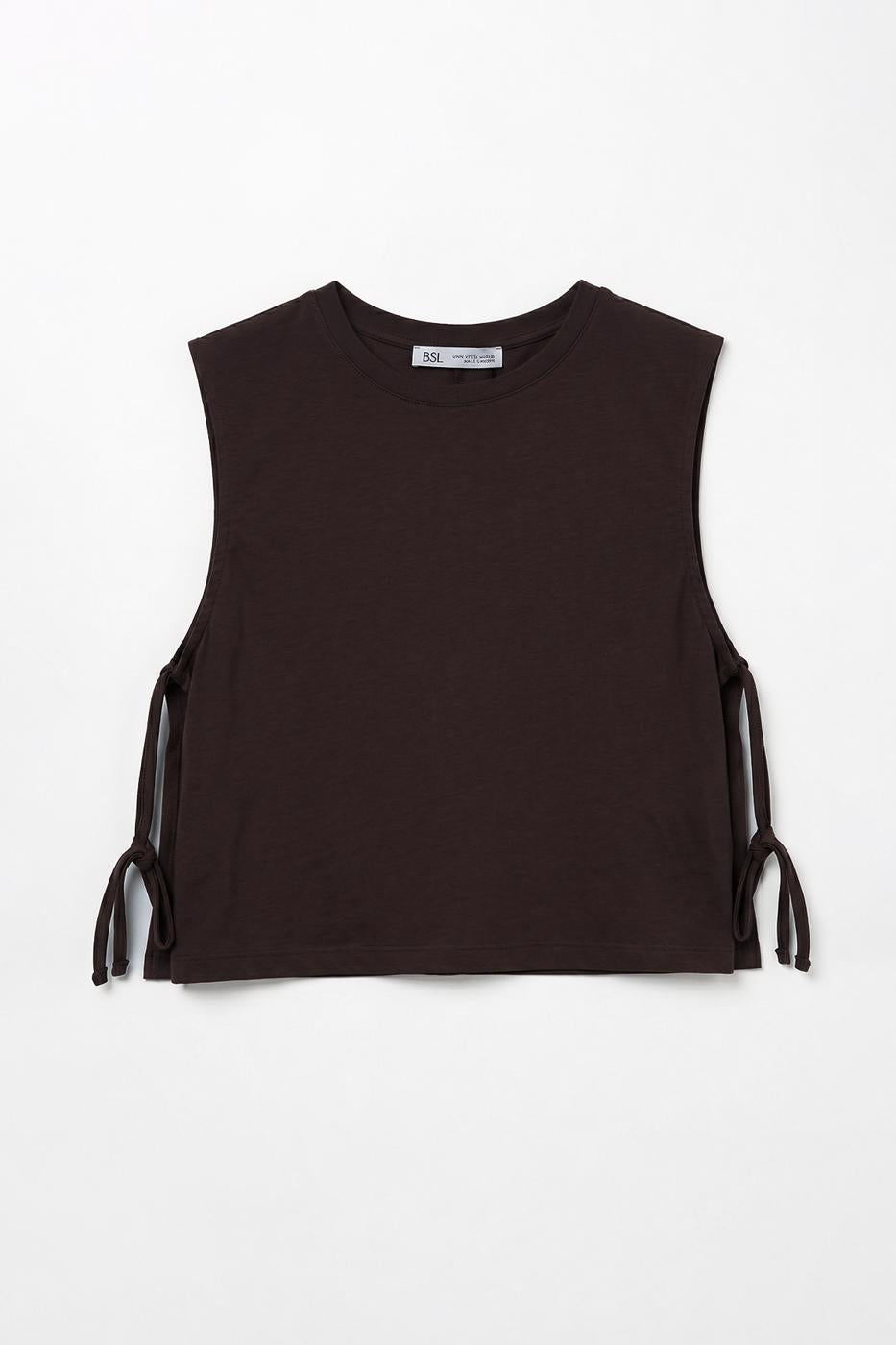 Side-lace T-shirt Brown