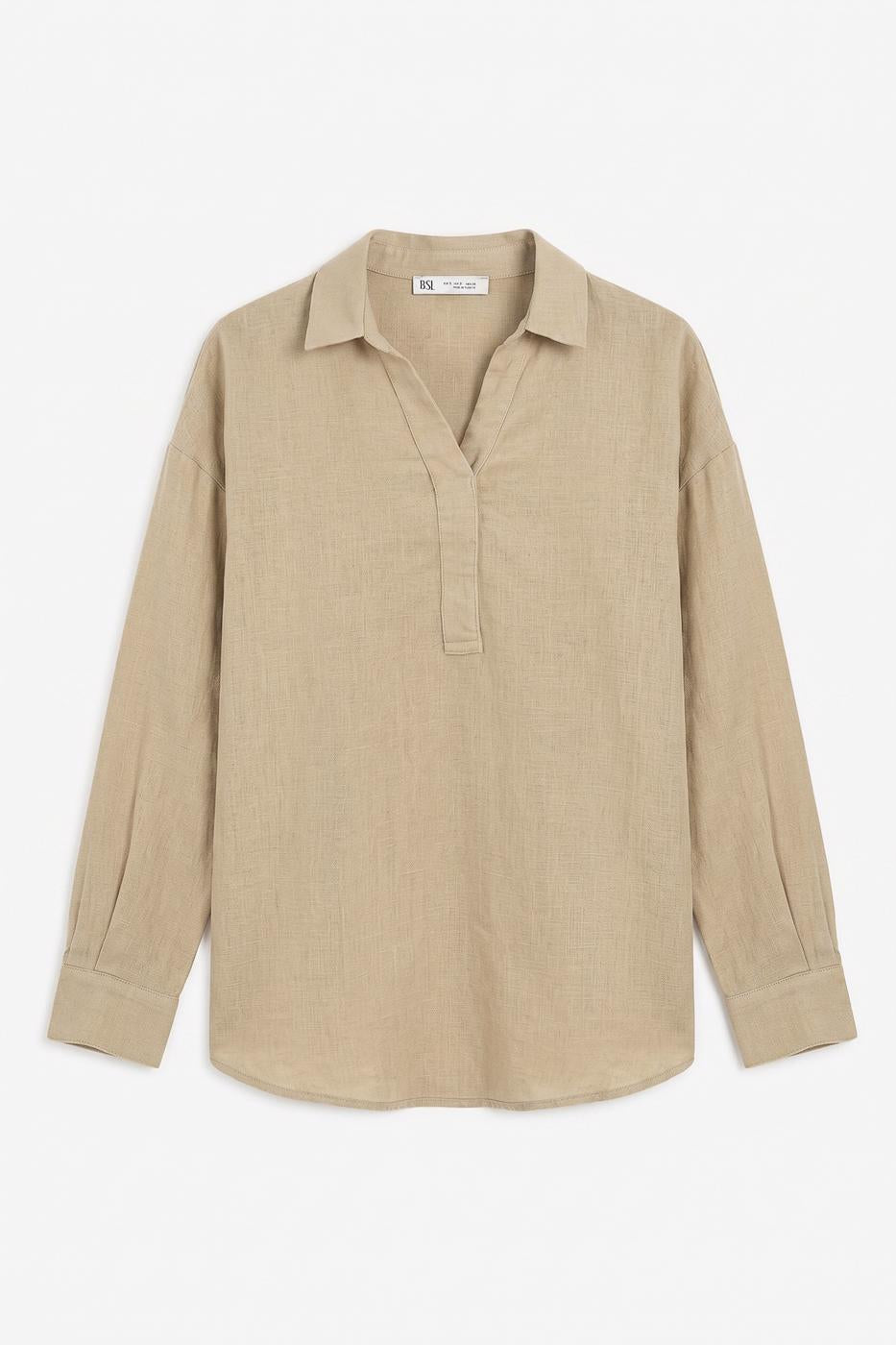 Half-Plaque 100% Linen Shirt Olive