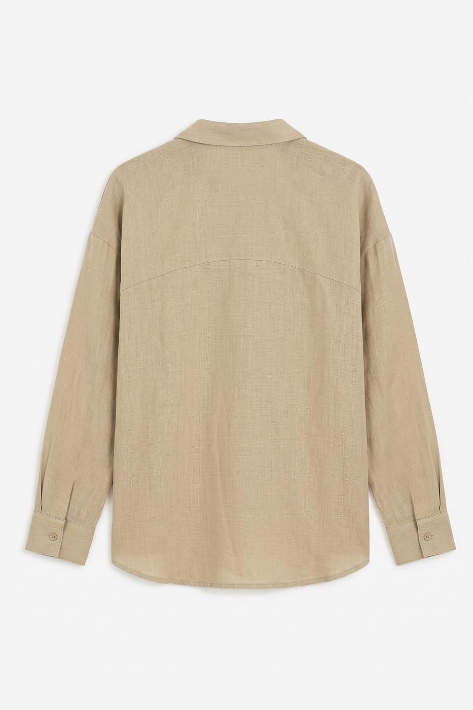 Half-Plaque 100% Linen Shirt Olive