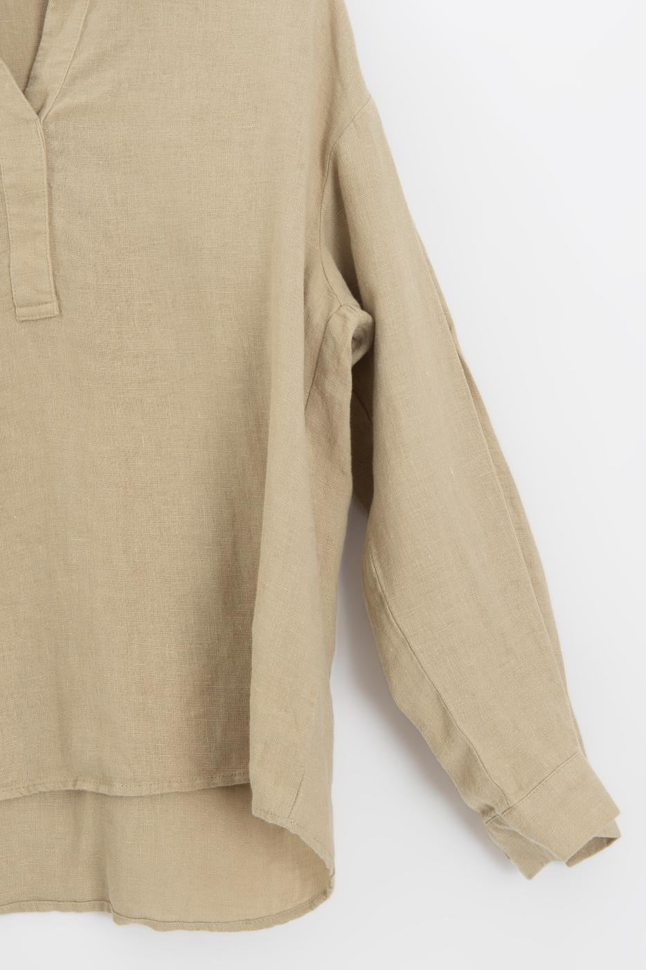 Half-Plaque 100% Linen Shirt Olive
