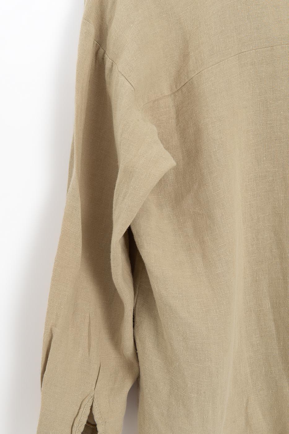 Half-Plaque 100% Linen Shirt Olive