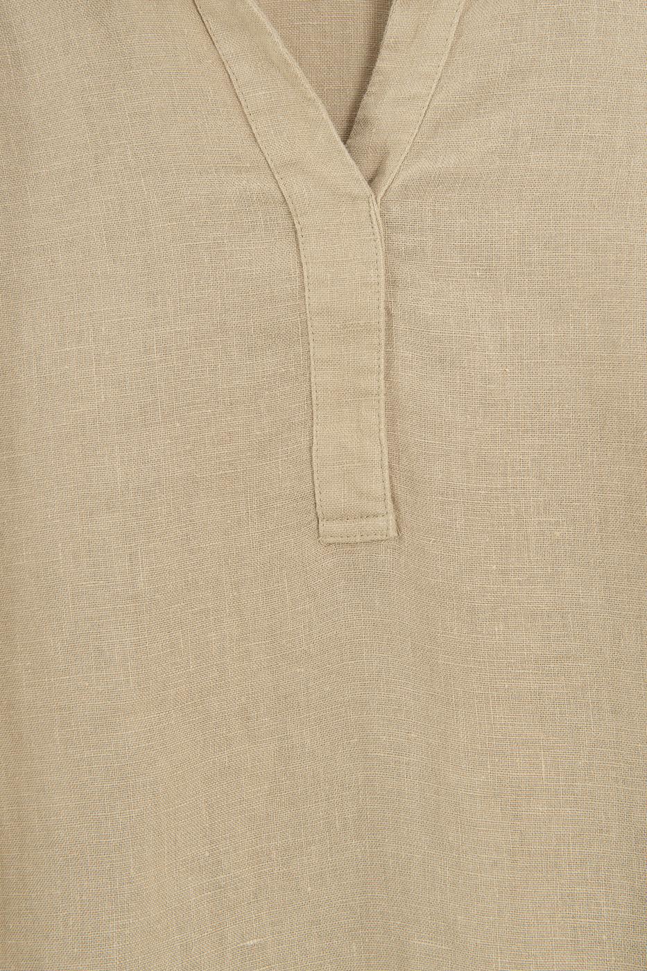 Half-Plaque 100% Linen Shirt Olive