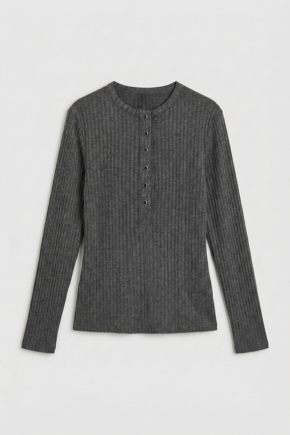 Half-Sleeve Long Sleeve Top Anthracite