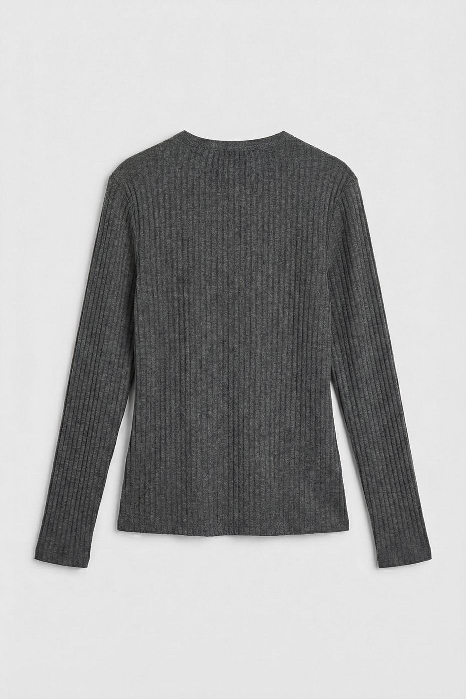 Half-Sleeve Long Sleeve Top Anthracite
