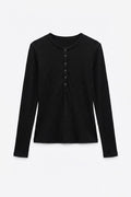 Half-Sleeve Long Sleeve Top Black
