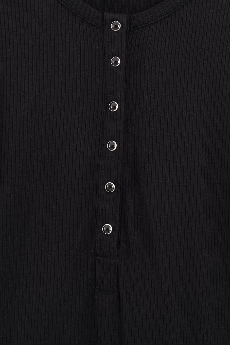 Half-Sleeve Long Sleeve Top Black