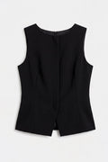Sleeveless Blouse with Vest-like Style Black