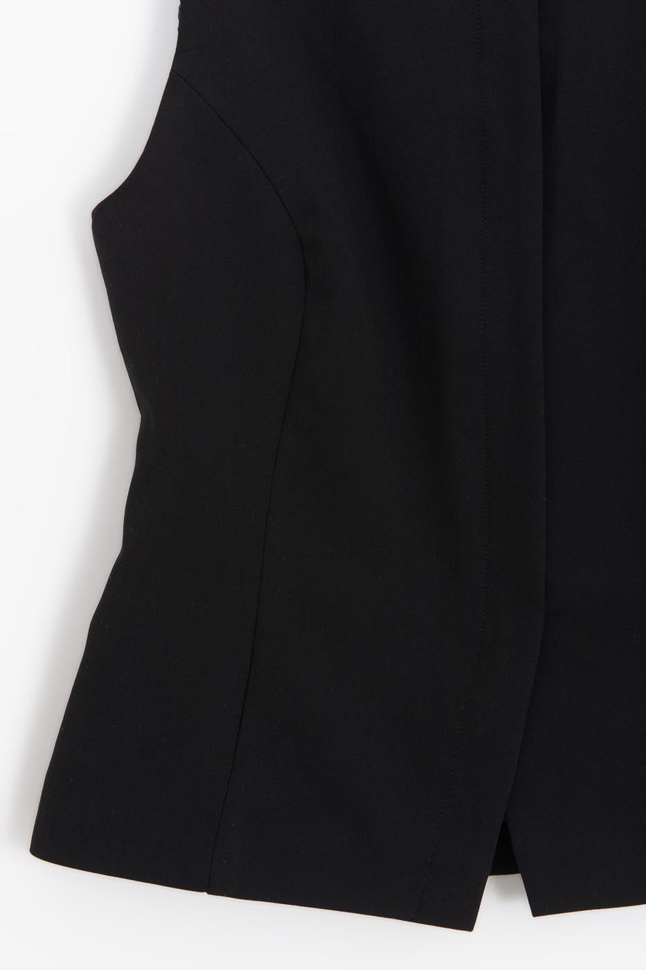 Sleeveless Blouse with Vest-like Style Black