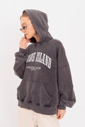 Washable Printed Hooded Oversize Sweatshirt Anthracite