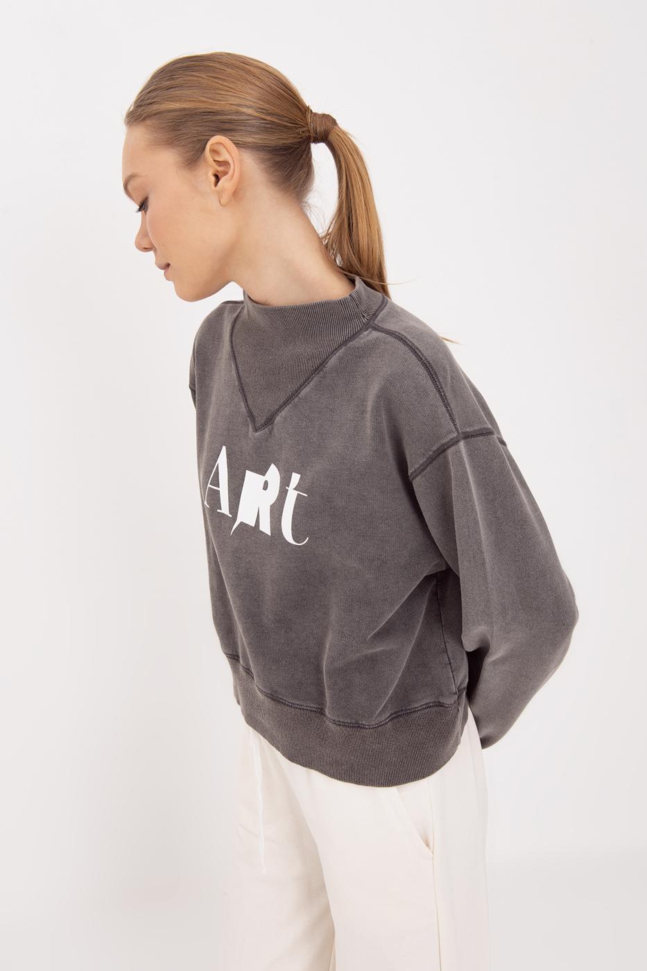Washable Printed Sweatshirt Anthracite