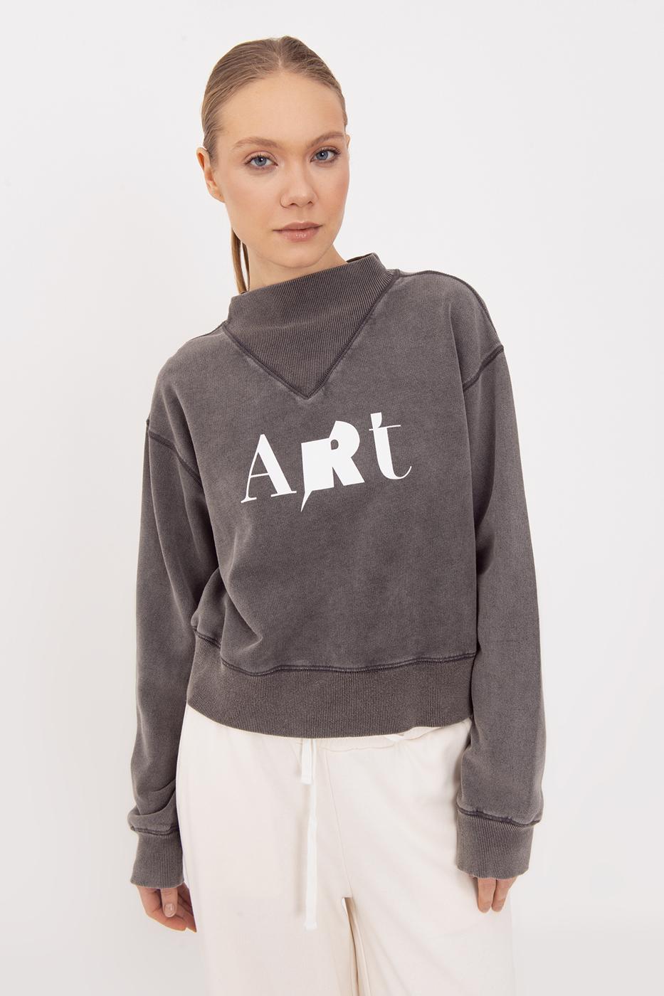 Washable Printed Sweatshirt Anthracite