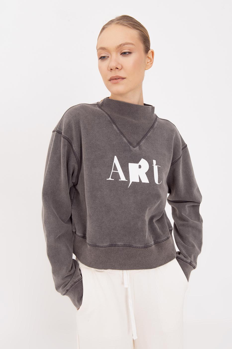 Washable Printed Sweatshirt Anthracite