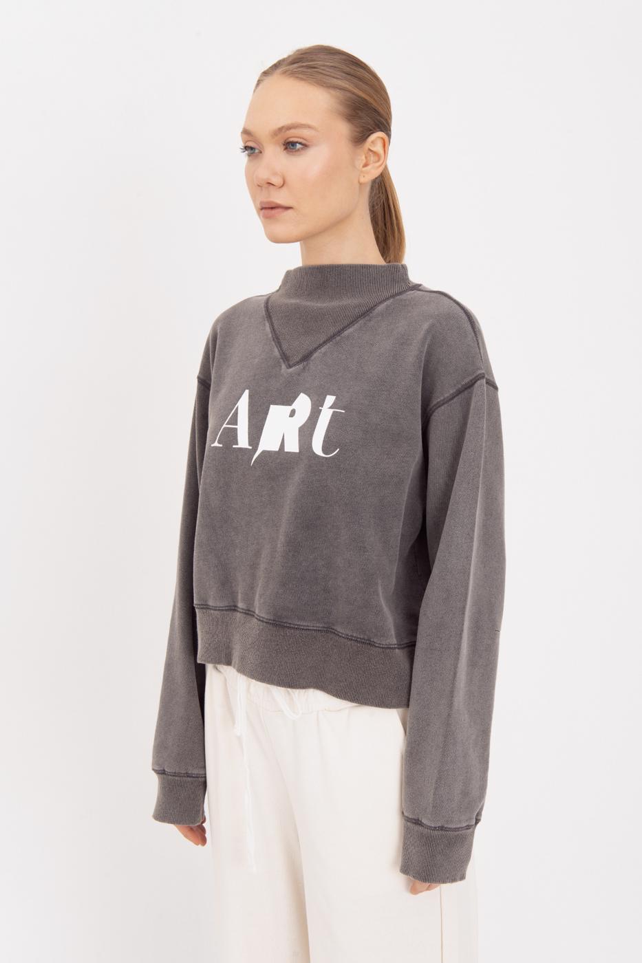 Washable Printed Sweatshirt Anthracite