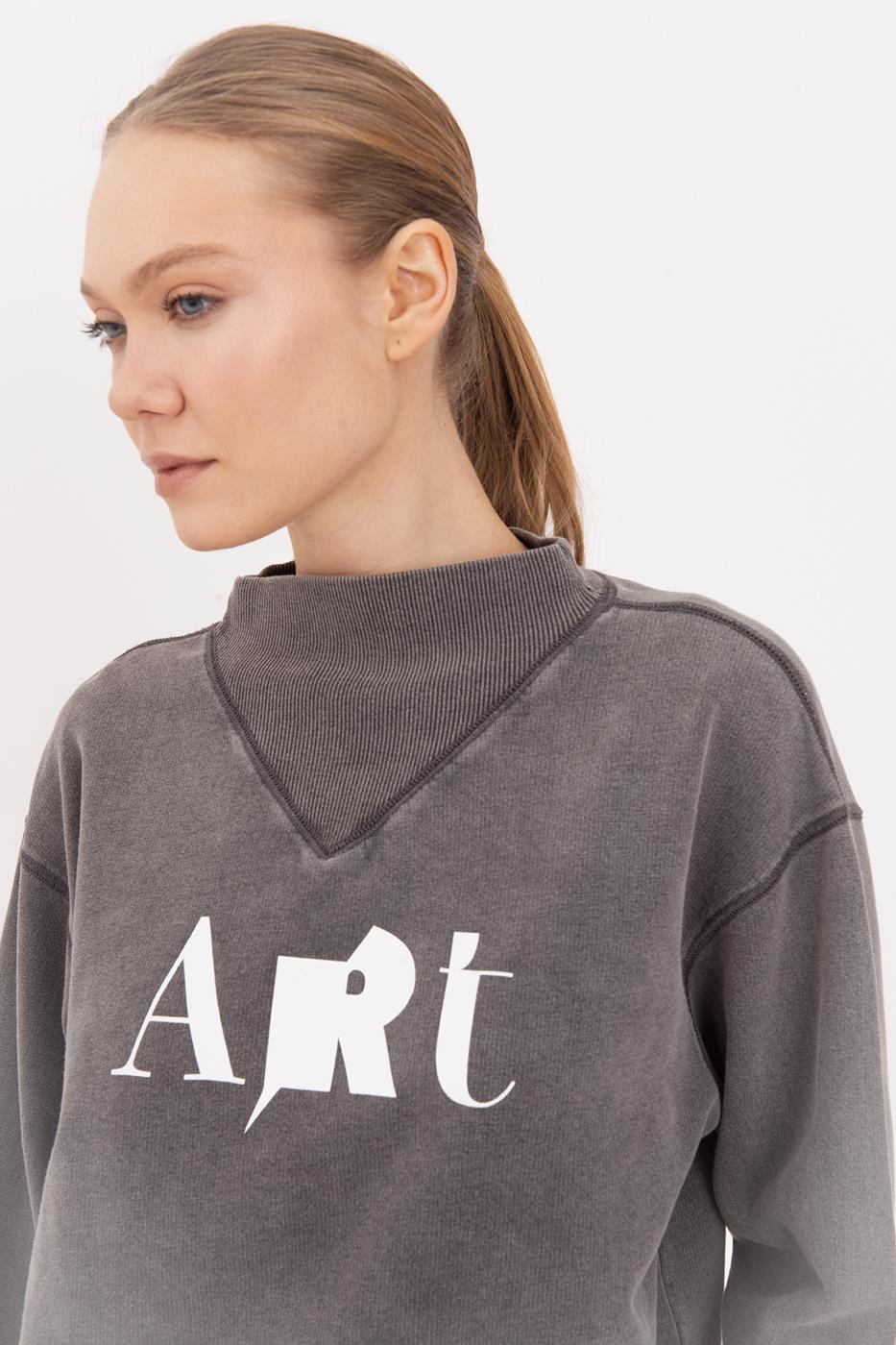 Washable Printed Sweatshirt Anthracite