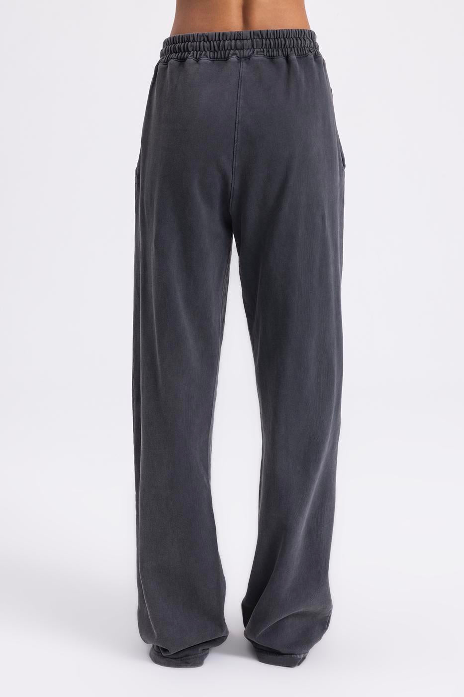 Washed Rib Stitching Detailed Trousers Anthracite