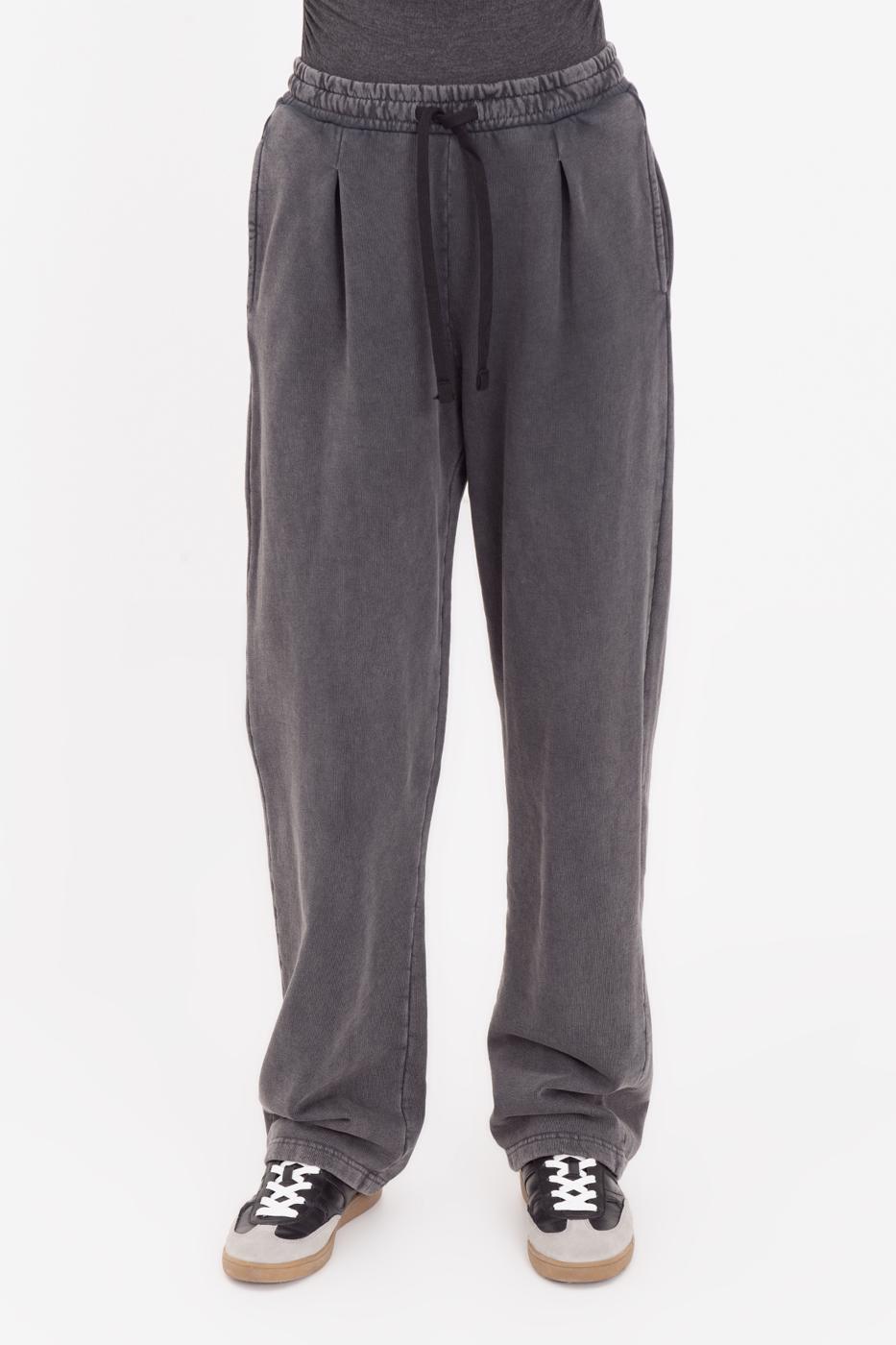 Washed Pleat Detailed Trousers Anthracite