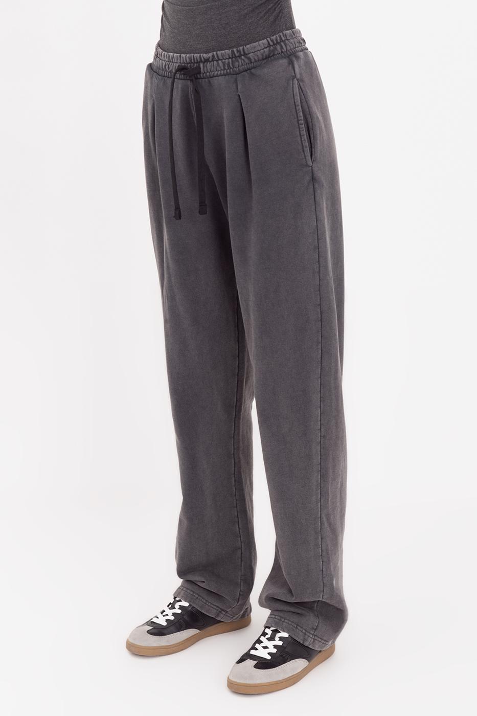 Washed Pleat Detailed Trousers Anthracite