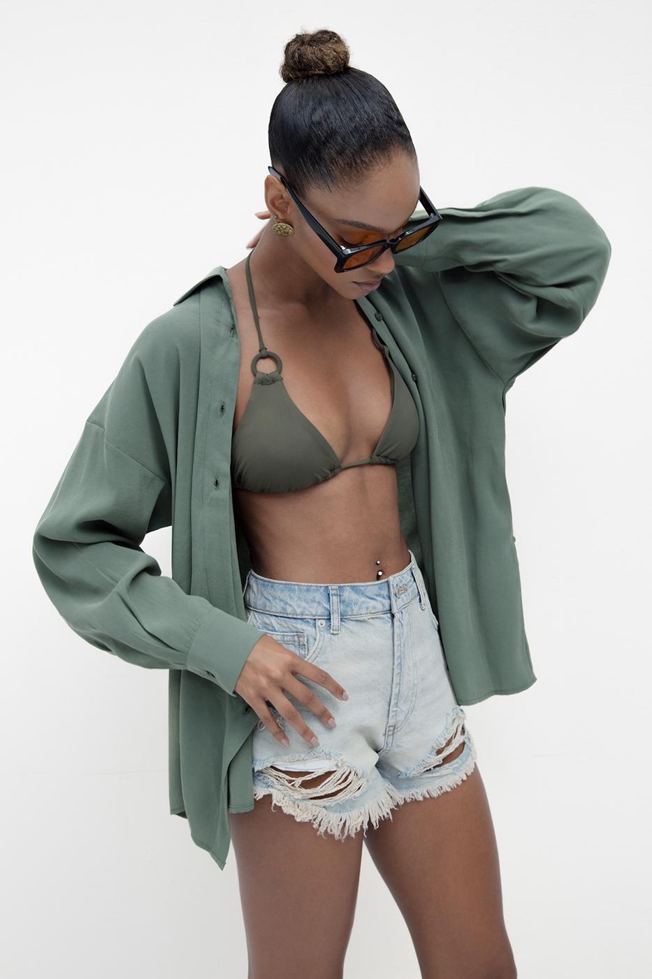 Frayed Denim Mini Shorts