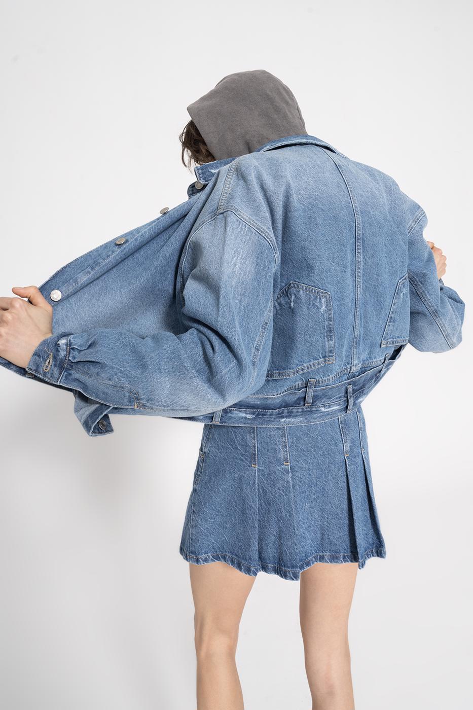 Fray Denim Coat Blue