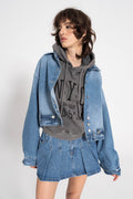 Fray Denim Coat Blue