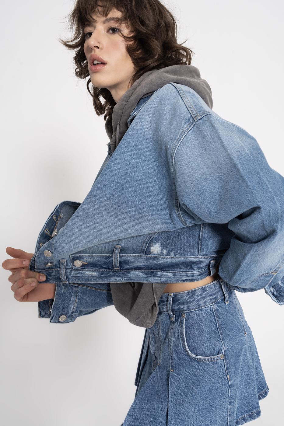 Fray Denim Coat Blue