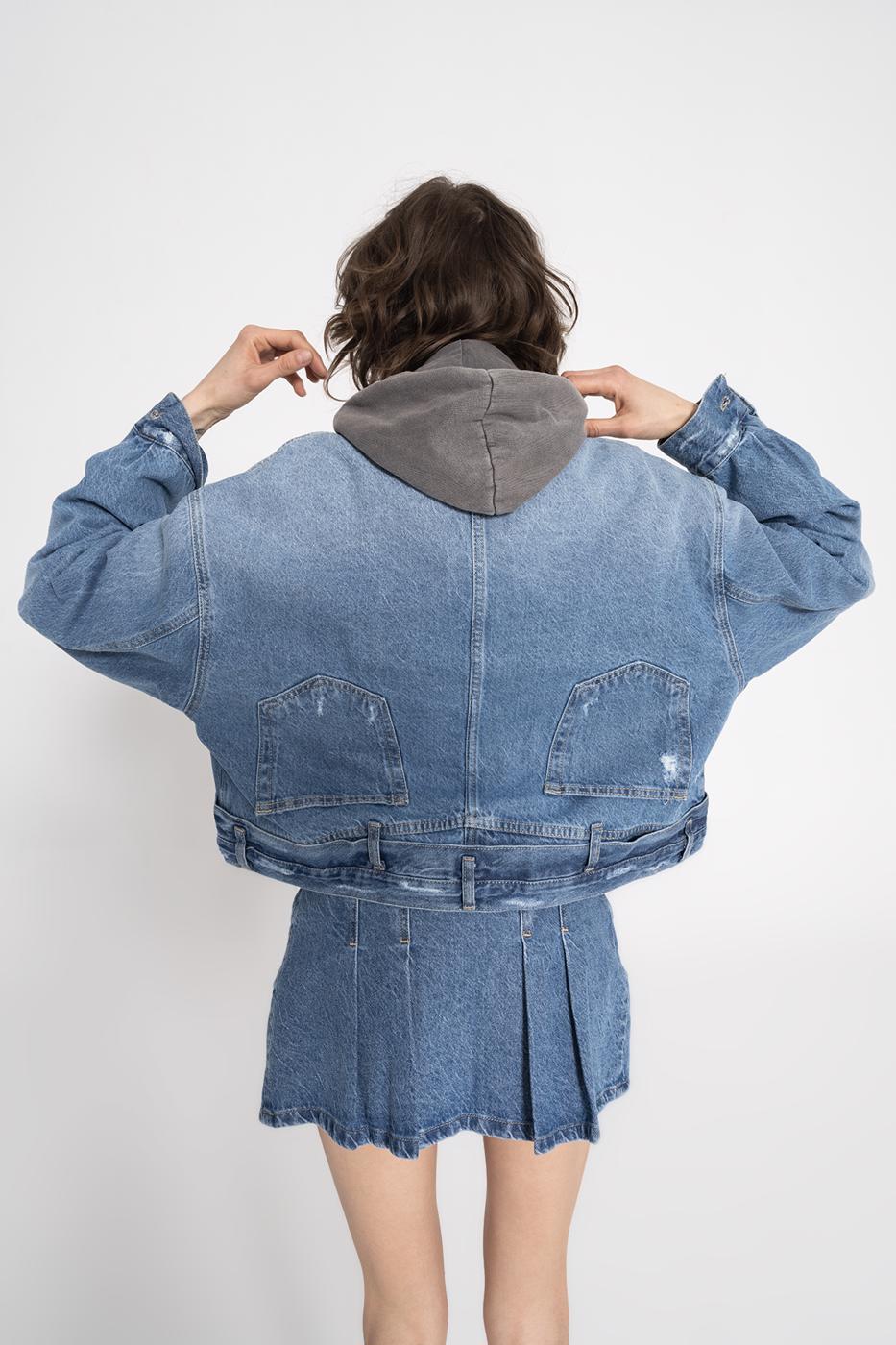 Fray Denim Coat Blue