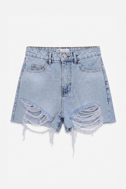 Distressed Mini Denim Shorts Blue